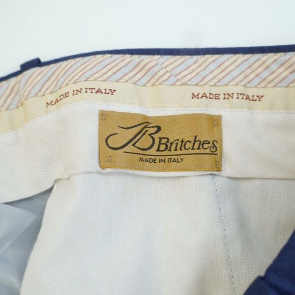 JB Britches Wool Dress Pants Trousers Blue Flat Front High Rise 42 / 28 Italy Li - Picture 5 of 7
